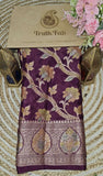 Blackberry Purple Pure Banarasi Handloom Chiffon Saree
