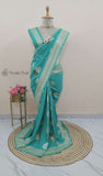 Banarasi Handloom Khaddi Georgette Saree With Water-Sky Blue-Truth Fab