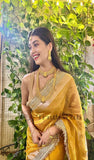 Canary yellow Banarasi Handloom Tissue Silk Saree - Truth Fab