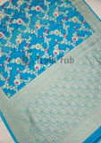 Azure Blue Pure Banarasi Handloom Khaddi Georgette Saree- Meenakari Design