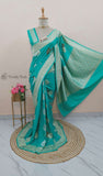 Banarasi Handloom Khaddi Georgette Saree With Water-Sky Blue-Truth Fab