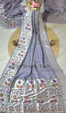  Sky Blue Pure Banarasi Handloom Tussar Georgette Saree Truth Fab