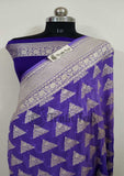  Purple Banarasi Handloom Khaddi Georgette Saree With Water Zari -Truth Fab