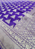  Purple Banarasi Handloom Khaddi Georgette Saree With Water Zari -Truth Fab
