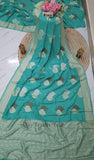 Sky Blue Color Pure Banarasi Handloom Munga Silk Saree- Tilfi Design