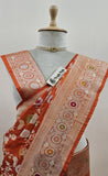 Orange Banarasi Handloom Katan Silk Saree - Truth Fab