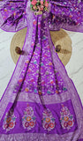 Purple Pure Banarasi Handloom Tussar Georgette Saree - Truth Fab