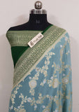 Banarasi Handloom Khaddi Georgette Meenakari Saree With water zari - Sky Blue - Truth Fab