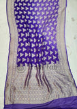 Purple Banarasi Handloom Khaddi Georgette Saree With Water Zari -Truth Fab