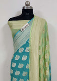 2D Shade Pure Banarasi Handloom Khaddi Georgette Saree- Meenakarsi Design