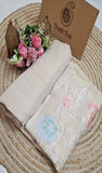 Off White Pure Banarasi Handloom Tussar Georgette Saree- Meenakari Design