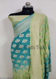 2D Shade Banarasi Handloom Khaddi Georgette Meenakari  Saree With Water Zari - Truth Fab