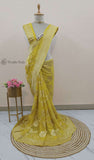 Lemon Yellow Banarasi Handloom Khaddi Georgette Saree With Water Zari -Truth Fab