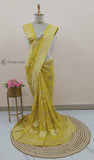 Lemon Yellow Pure Banarasi Handloom Khaddi Georgette Saree- Water Zari