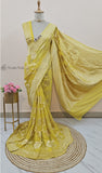 Lemon Yellow Pure Banarasi Handloom Khaddi Georgette Saree- Water Zari