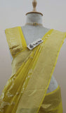 Lemon Yellow Banarasi Handloom Khaddi Georgette Saree With Water Zari -Truth Fab