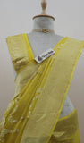 Lemon Yellow Pure Banarasi Handloom Khaddi Georgette Saree- Water Zari