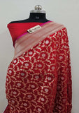 Red Banarasi Handloom Katan Silk Saree - Truth Fab