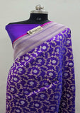 Purple Color Pure Banarasi Handloom Katan Silk Saree- All Over Sona Rupa Jaal Work