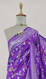 Purple Pure Banarasi Handloom Tussar Georgette Saree - Truth Fab