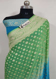 2D Shade Banarasi Handloom Khaddi Georgette Saree With Water Zari -Truth Fab