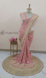 Peach Banarasi Handloom Tussar Georgette Meenakari Saree - Truth Fab