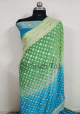 2D Shade Banarasi Handloom Khaddi Georgette Saree With Water Zari -Truth Fab