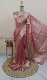 Punch Pink Banarasi Handloom Tissue Silk Saree - Truth Fab