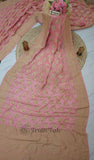 Peach Banarasi Handloom Tussar Georgette Meenakari Saree - Truth Fab
