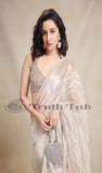 Banarasi Handloom Khaddi Georgette Saree - White - Truth Fab