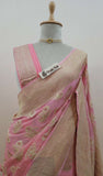 Peach Banarasi Handloom Tussar Georgette Meenakari Saree - Truth Fab
