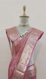 Punch Pink Banarasi Handloom Tissue Silk Saree - Truth Fab