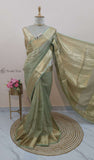 Mint Green Banarasi Handloom Tissue Silk Saree - Truth Fab