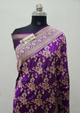 Blue Color Pure Banarasi Handloom Katan Silk Saree- All Over Jaal Work With Meenakari