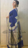 Banarasi Handloom Khaddi Georgette Saree - Blue - Truth Fab