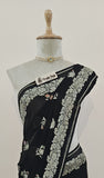 Black Banarasi Handloom Tussar Georgette Meenakari Saree - Truth Fab
