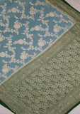 Banarasi Handloom Khaddi Georgette Meenakari Saree With water zari - Sky Blue - Truth Fab