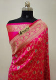 
Pink Banarasi Handloom Katan Silk Saree - Truth Fab