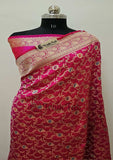 
Pink Banarasi Handloom Katan Silk Saree - Truth Fab