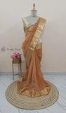 Vivid Orange Pure Banarasi Handloom Crush Tissue Silk Saree