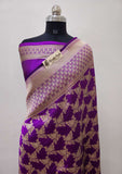 Purple Color Pure Banarasi Handloom Katan Silk Saree- All Over Jaal Work