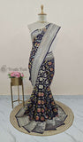 Berry Blue  Banarasi Handloom Khaddi Georgette Saree With Water Zari - Truth Fab