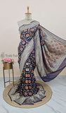 Berry Blue  Banarasi Handloom Khaddi Georgette Saree With Water Zari - Truth Fab