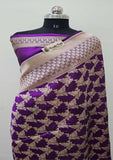 Purple Banarasi Handloom Katan Silk Saree - Truth Fab