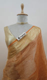 Vivid Orange Pure Banarasi Handloom Crush Tissue Silk Saree