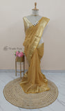 Tuscan Sun Color Pure Banarasi Handloom Crush Tissue Silk Saree