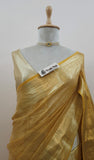 Tuscan Sun Color Pure Banarasi Handloom Crush Tissue Silk Saree