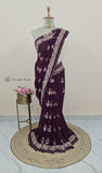 Wine Purple Banarasi Handloom Tussar Georgette Meenakari Saree - Truth Fab