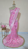 Tussar Georgette Handloom Banarasi Meenakari saree - Neon Pink - Truth Fab