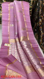 Lavender Purple Pure Banarasi Handloom Kora Silk Saree